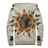 White Pattern Native American AOP Sherpa Hoodie