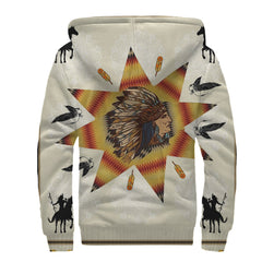 White Pattern Native American AOP Sherpa Hoodie - Powwow Store