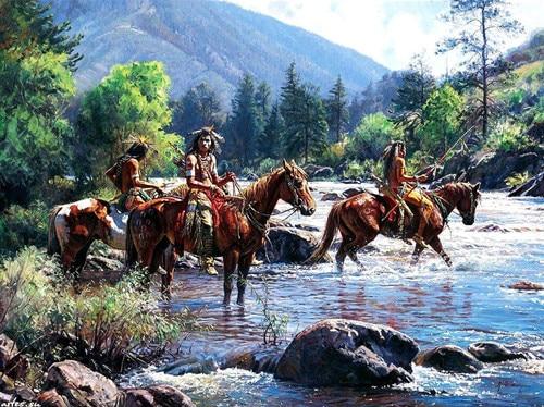 Native  Indian Landscape Abstract Oil Painting Canvas - Powwow Store