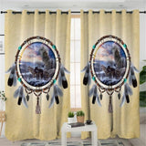 Dreamcatcher Tribal Wolves Native American Design Living Room Curtain - ProudThunderbird