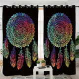 Mandala  Dreamcatcher Colored Feathers Living Room Curtains