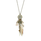 Powwow Store exknl women bohemian ethnic long chain feather dreamcatcher skeleton tassel pendant necklace choker boho jewelry accessories pendant necklaces