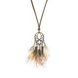 Powwow Store exknl women bohemian ethnic long chain feather dreamcatcher skeleton tassel pendant necklace choker boho jewelry accessories pendant necklaces