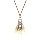 Powwow Store exknl women bohemian ethnic long chain feather dreamcatcher skeleton tassel pendant necklace choker boho jewelry accessories pendant necklaces