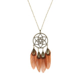 Powwow Store exknl women bohemian ethnic long chain feather dreamcatcher skeleton tassel pendant necklace choker boho jewelry accessories pendant necklaces