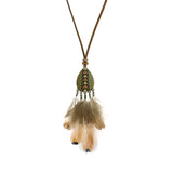 Powwow Store exknl women bohemian ethnic long chain feather dreamcatcher skeleton tassel pendant necklace choker boho jewelry accessories pendant necklaces