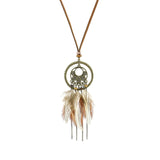 Powwow Store exknl women bohemian ethnic long chain feather dreamcatcher skeleton tassel pendant necklace choker boho jewelry accessories pendant necklaces