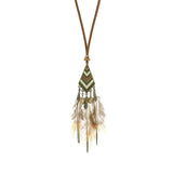 Powwow Store exknl women bohemian ethnic long chain feather dreamcatcher skeleton tassel pendant necklace choker boho jewelry accessories pendant necklaces