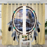 Dreamcatcher Tribal Wolves Native American Design Living Room Curtain - ProudThunderbird