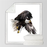 Powwow Store beddingoutlet flying eagle sherpa blanket watercolor soft plush throw blanket for bed black white bird bedding bird thin quilt blankets