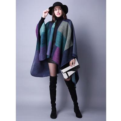 Luxury Brand Geometric Ponchos Cashmere Scarves Women Winter Warm Shawls