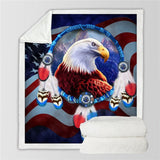 Powwow Store beddingoutlet flying eagle sherpa blanket watercolor soft plush throw blanket for bed black white bird bedding bird thin quilt blankets