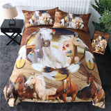 Powwow Store beddingoutlet horses bedding set 3d dusty lightning printed duvet cover double for adults bed cover photography bedclothes 3pcs bedding sets