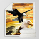 Powwow Store beddingoutlet flying eagle sherpa blanket watercolor soft plush throw blanket for bed black white bird bedding bird thin quilt blankets