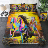 Powwow Store beddingoutlet horses bedding set 3d dusty lightning printed duvet cover double for adults bed cover photography bedclothes 3pcs bedding sets