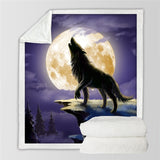 Powwow Store beddingoutlet wolf sherpa blanket animal wolves custom blanket forest 3d printed throw blanket night moonlight bed blanket blankets