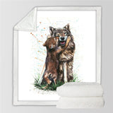 Powwow Store beddingoutlet wolf sherpa blanket animal wolves custom blanket forest 3d printed throw blanket night moonlight bed blanket blankets