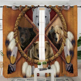 Wolf Lion Tiger Leopard Bear Native American Design Living Room Curtain