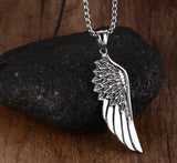 Stainless Steel Feather Angel Wing Pendants Necklace - Powwow Store