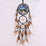 Powwow Store wolf pattern dream catcher with feathers dreamcatcher