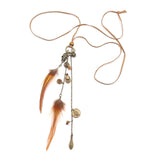 Powwow Store women bohemian ethnic long chain feather pendant dreamcatcher necklace choker boho clothing jewelry accessories pendant necklaces