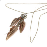 Powwow Store women bohemian ethnic long chain feather pendant dreamcatcher necklace choker boho clothing jewelry accessories pendant necklaces