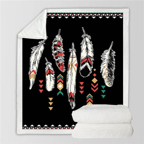 Black Ethnic Feathers Blanket