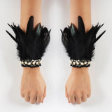 Natural Rooster Feather Cuffs Women Detachable Wrist Cuffs Arm Warmer