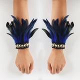 Natural Rooster Feather Cuffs Women Detachable Wrist Cuffs Arm Warmer