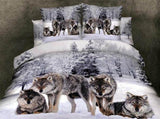 Wolves In The Winter Forest Native American Bedding Set