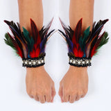 Natural Rooster Feather Cuffs Women Detachable Wrist Cuffs Arm Warmer