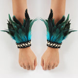 Powwow Storenatural rooster feather cuffs women detachable wrist cuffs arm warmer