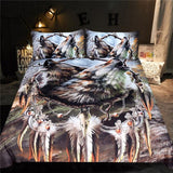 Wolf Warrior Dreamcatcher Native American Bedding Set - Powwow Store