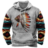 Powwow Storevintage indian print hoodie unisex hooded sweatshirt male brand casual pullover tops