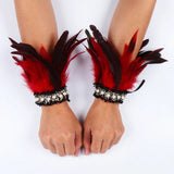 Natural Rooster Feather Cuffs Women Detachable Wrist Cuffs Arm Warmer