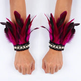 Powwow Storenatural rooster feather cuffs women detachable wrist cuffs arm warmer