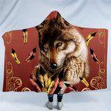 Powwow Store wolf couple by ismot esha hooded blanket moon sherpa fleece blanket night sky wearable blanket mountains blue blanket with hood blankets