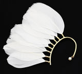 Africa Wholesale Or Retail- New Unique 1pc(left)unisex Big Feather Ear Cuff Non Piercing Gold Clip On Earrings For Women/men - Clip Earrings