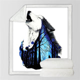 Powwow Store in the darkness wolf by scandy girl furry blanket animal wolves plush bedspread galaxy bed blanket blue sherpa blanket koce blankets