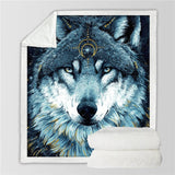 Powwow Store in the darkness wolf by scandy girl furry blanket animal wolves plush bedspread galaxy bed blanket blue sherpa blanket koce blankets