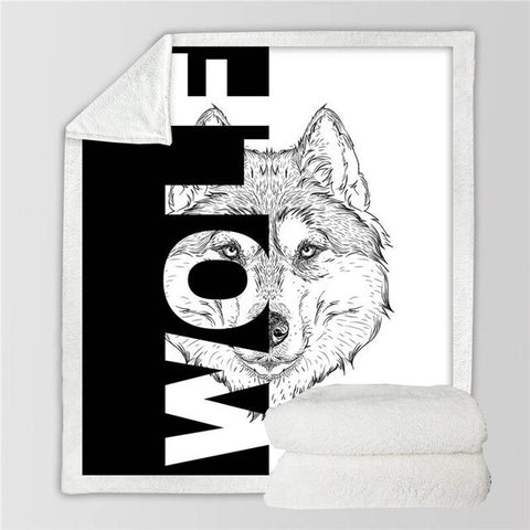 Powwow Store beddingoutlet wolf soft fluffy blanket letters cool throw blanket black white modern bed blanket animal lion cobra bedspreads blankets