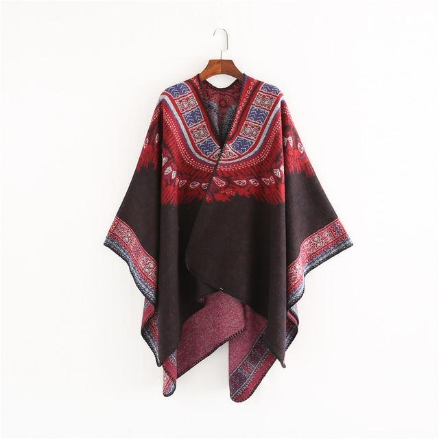 Ethnic Style Cashmere Native American Poncho Scarf - Powwow Store