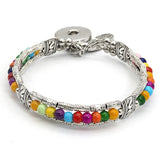 Colorful silver beads feather part snap bracelet Native
