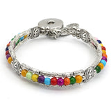 Powwow Storecolorful silver beads feather part snap bracelet native