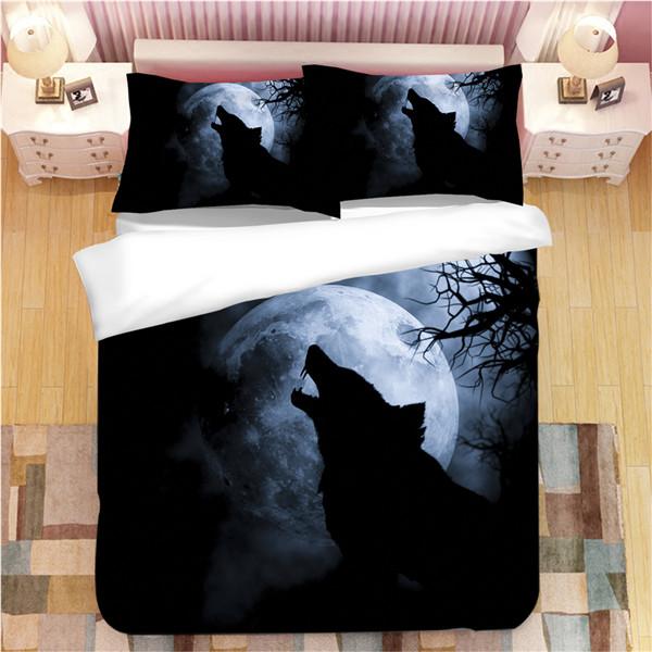 Howling Wolves Under Moonlight Bedding Set no link - Powwow Store