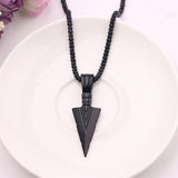 Matte Black Long Necklace With Arrow