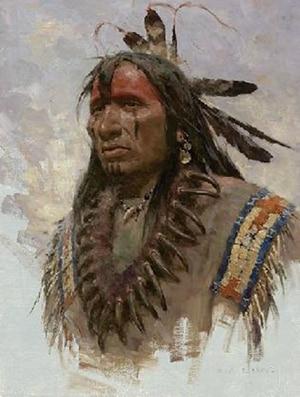 Native American Man Painting Canvas