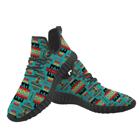 GB-NAT00046-01 Blue Native Tribes Pattern Native American Yeezy Shoes